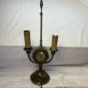 Vintage Capital Electric‎ Clock Candelabra Lamp Brass READ